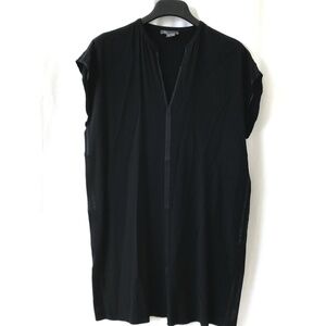 VINCE Women's Black Boxy V-neck Shift Tunic Dress Size Medium